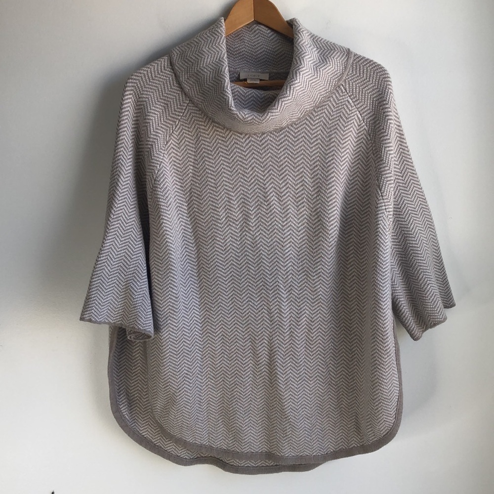 LOFT chevron textured tan turtleneck poncho